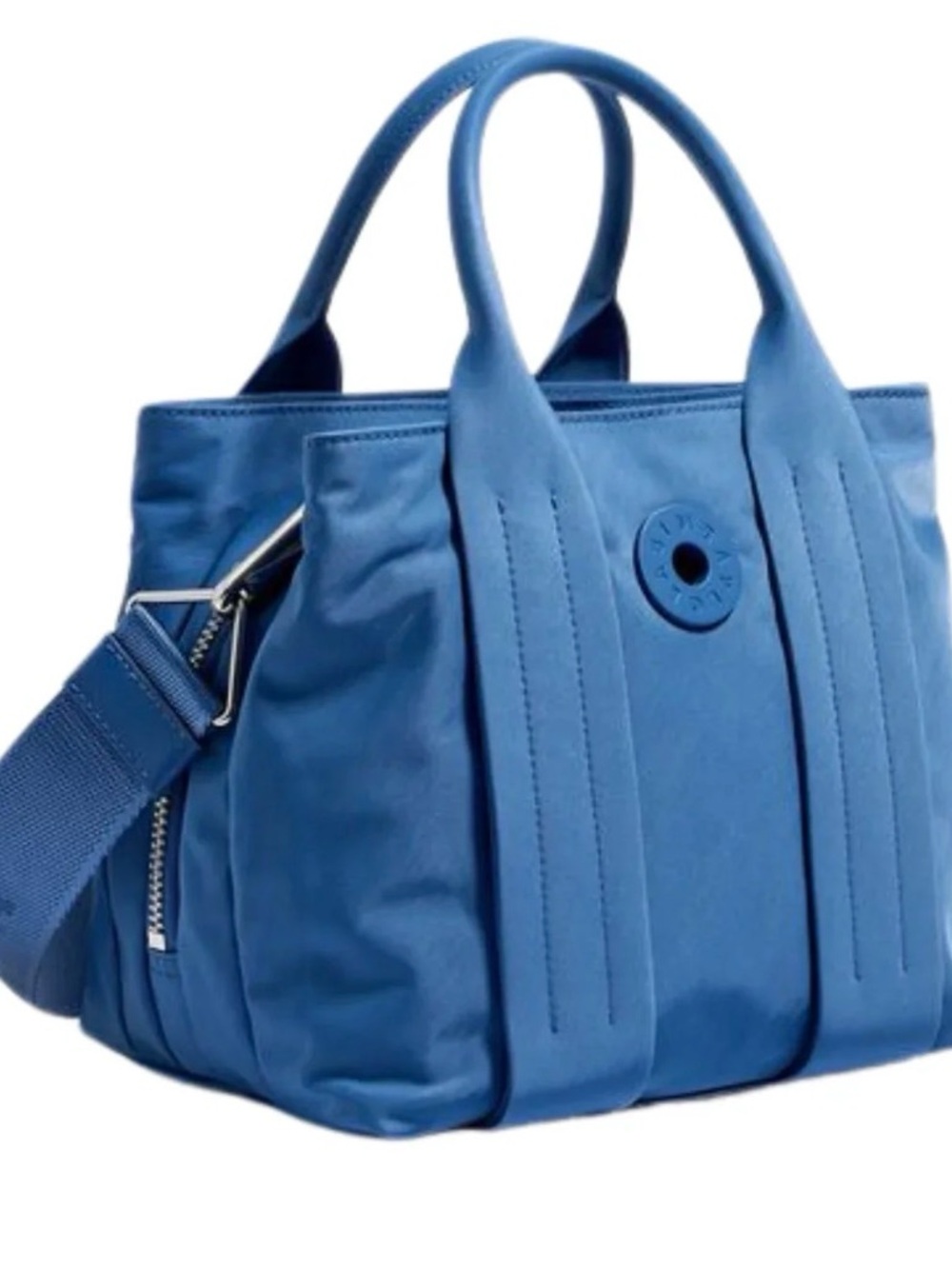 Blue Women's Crossbody Tote with Dual Handles and Removable Strap